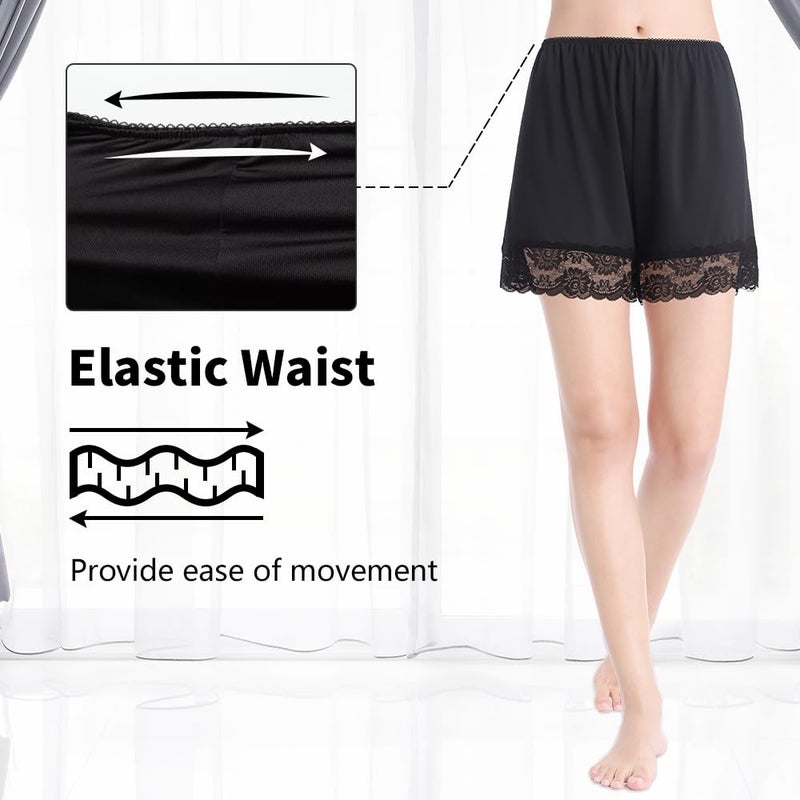 MANCYFIT Pettipants for Women Half Slip Culotte Shorts Split Skirt Lace Snip 4â€ Inseam Black X-Large - Image 2